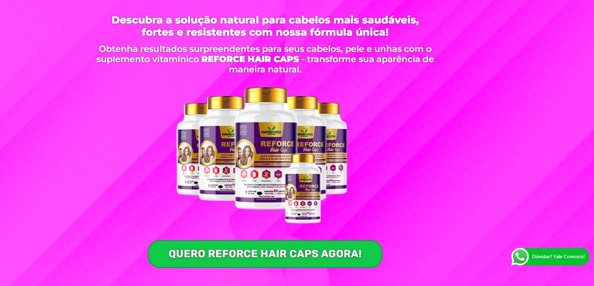 Reforce Hair Caps solução natural para cabelos saudáveis, fortes
